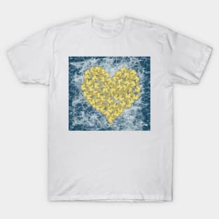 Gold butterflies in heart shape on teal web T-Shirt